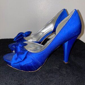 Blue David's Bridal Peep Toe Heels